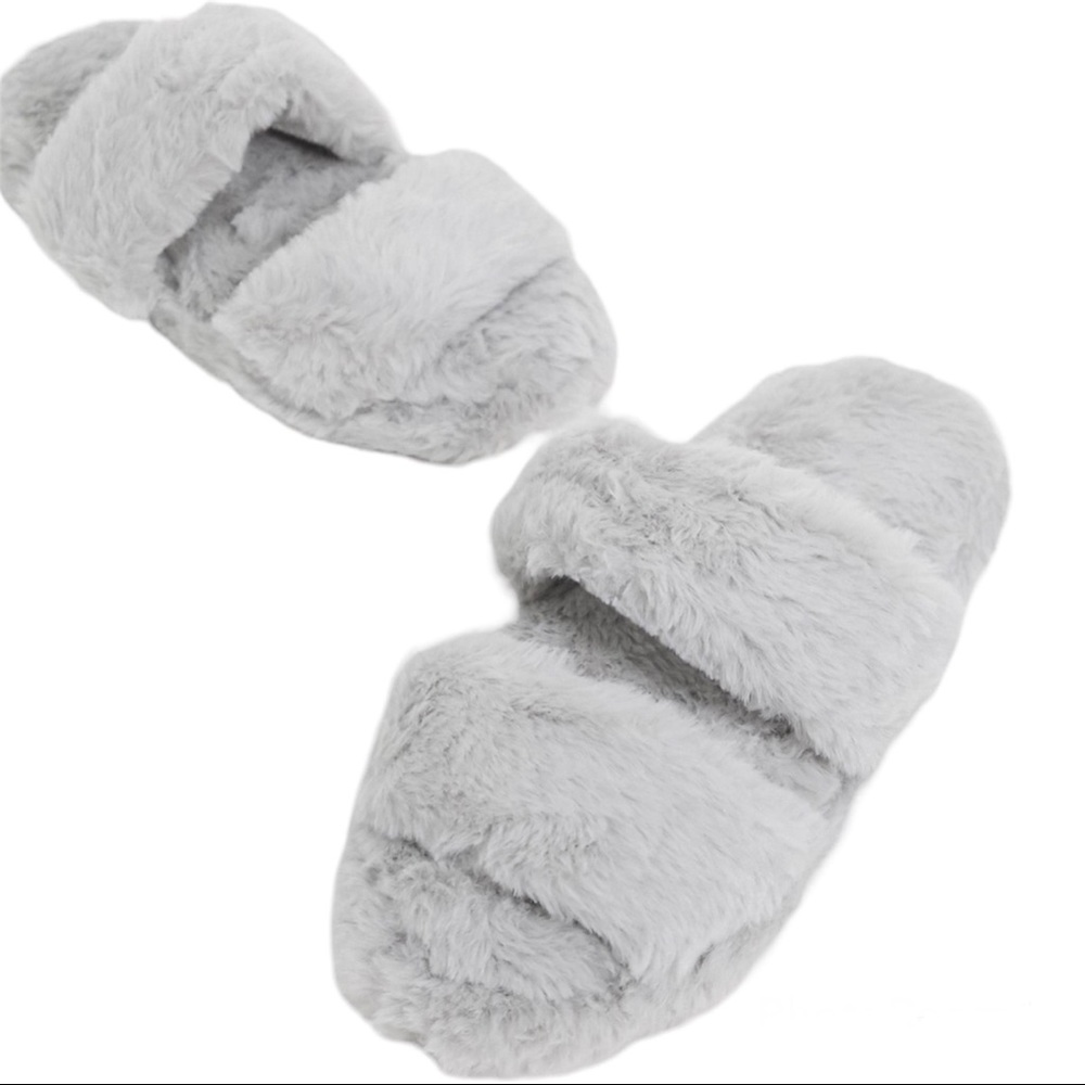 NWT ASOS DESIGN Zhuji Double Strap Scuff Slippers Gray 
Sz Medium - Picture 2 of 7